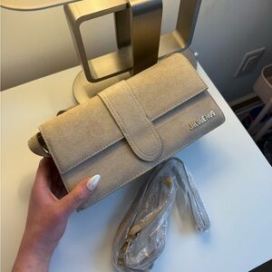 Jacquemus Beige Suede Clutch Wristlet